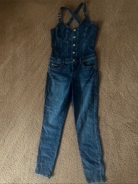 Guess Dark Blue Denim Women's Button-Front Overalls